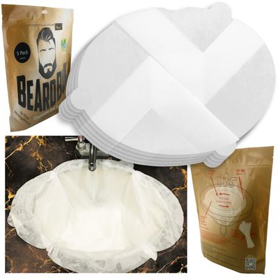 Beard Hair Catcher for Sink - Wet-Strength Shaving Guard, Patented Contour-Molding Sustainable Disposable Trimming Barrier for Mess-Free Grooming, Water Saving & Easy Bathroom Sink Cleanup by BeardBin