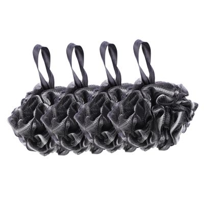 Healeved 4pcs Bath Shower Ball Bamboo Charcoal Loofah Sponges Exfoliating Shower Bubble Ball Tub Scrubber Travel Friendly