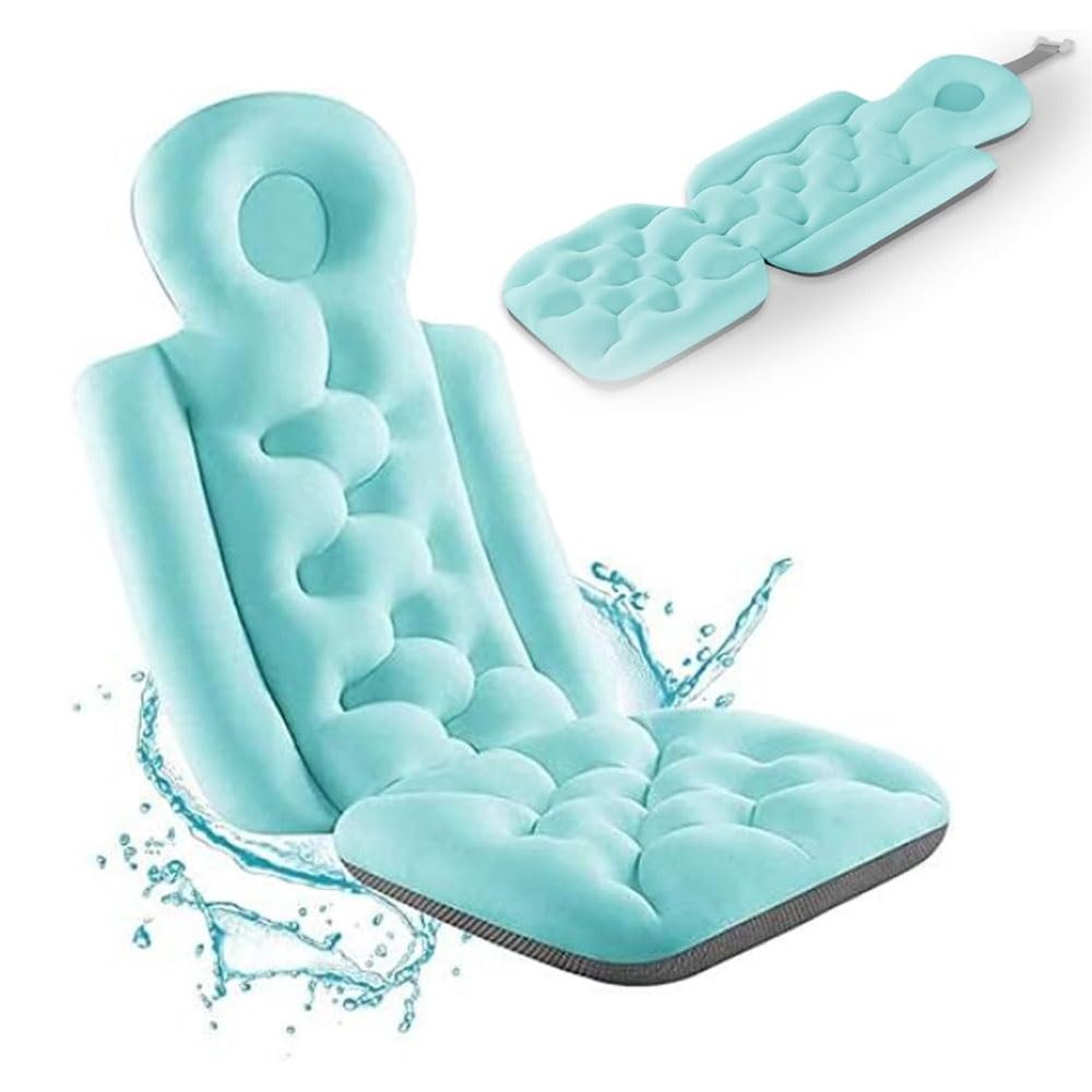 Full Body Bath Pillow, Full Body Bath Pillow Non-Slip Bathtub Mat, The Full Body Bath Pillows for Tub for Tub Neck Back Support Quick Drying Headrest Cushion,Adult Bathtub Pillow Bath Pillows(Blue)