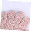 SOESFOUFU 2pairs Exfoliating Bath Gloves of Five-finger Body Wash Scrubbers for Deep Cleansing and Back Massage for Men Women and Students Pink and Green view 2