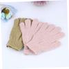 SOESFOUFU 2pairs Exfoliating Bath Gloves of Five-finger Body Wash Scrubbers for Deep Cleansing and Back Massage for Men Women and Students Pink and Green view 3