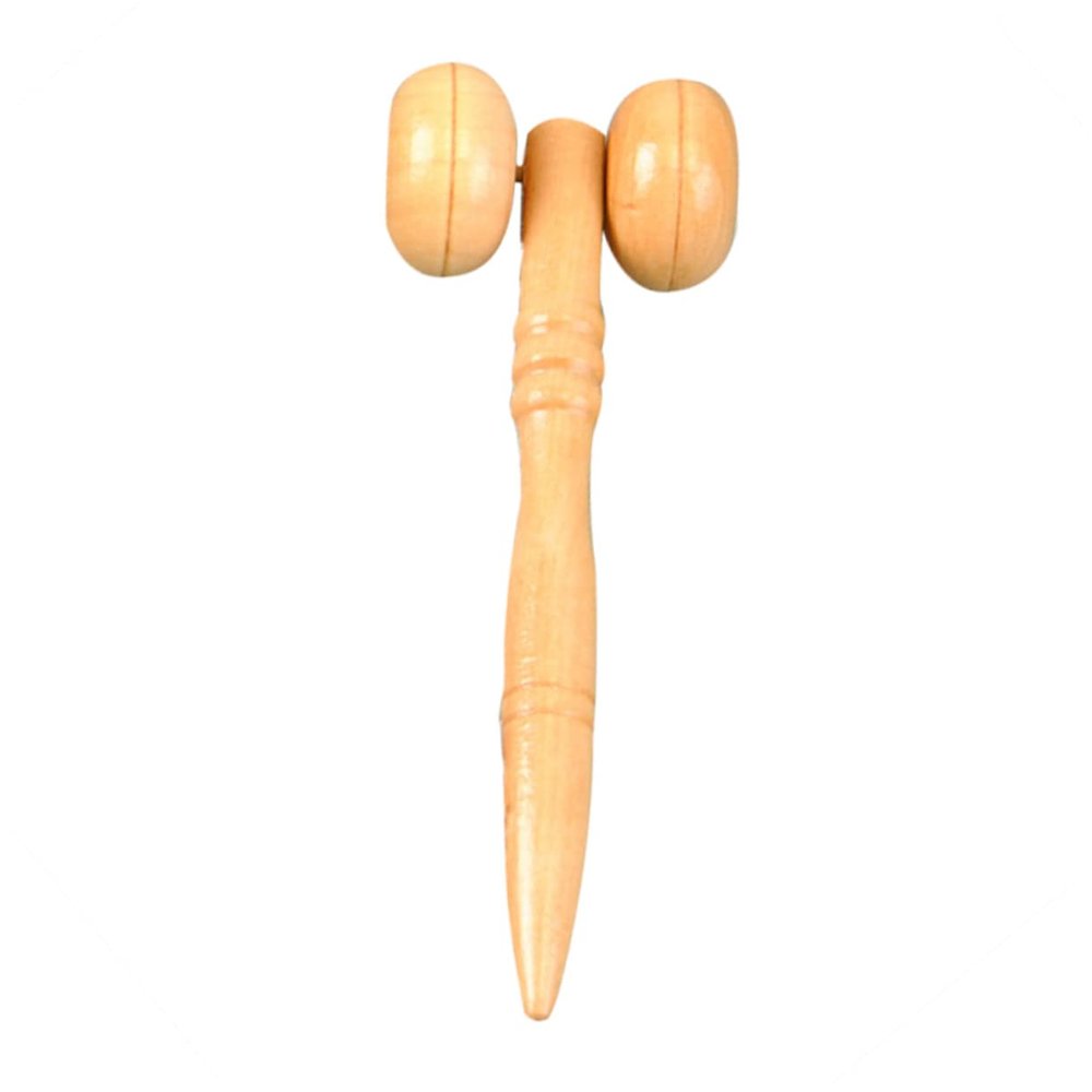 COOLHIYA Wooden Mini Massager for Relief Manual Rolling Massage Tool for Men Women Natural Wood Facial Roller for Soothing Stiffness and Stress Relief