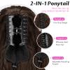 Isaic 30 Inch Claw Clip Ponytail Extension for Women, Long Wavy Pony Tails Hair Extensions Fluffy Natural Synthetic Hairpiece Clip on Ponytails for Daily Use(Chocolate Brown with Caramel Blonde) view 2