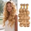 Biliisyff Honey Blonde Human Hair Bundles - Body Wave Bundles Brazilian Virgin Hair Double Weft Weave Extensions - 300g For Women (16-20 Inch) view 1