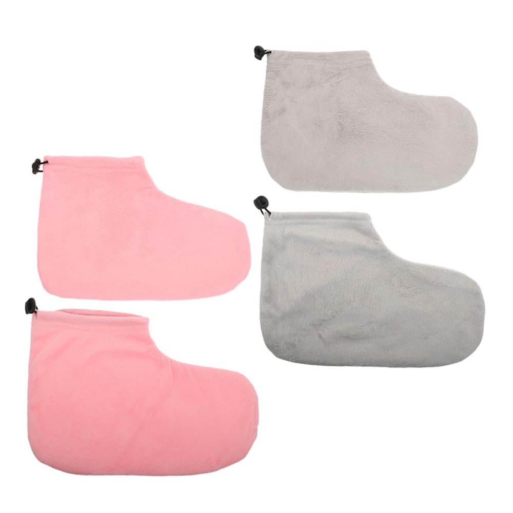 BIUDECO 2pairs Paraffin Wax Foot Covers Foot for Moisturizing and Healing Soft Pink Gray for and Self-Care Treatment