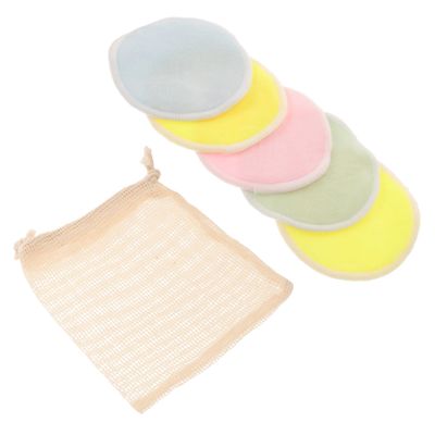 SOESFOUFU 5pcs Luxurious Cotton Makeup Remover Pads Double-Sided Printed Facial Cleaning Pads Washable Reusable for Women Beauty Random Color