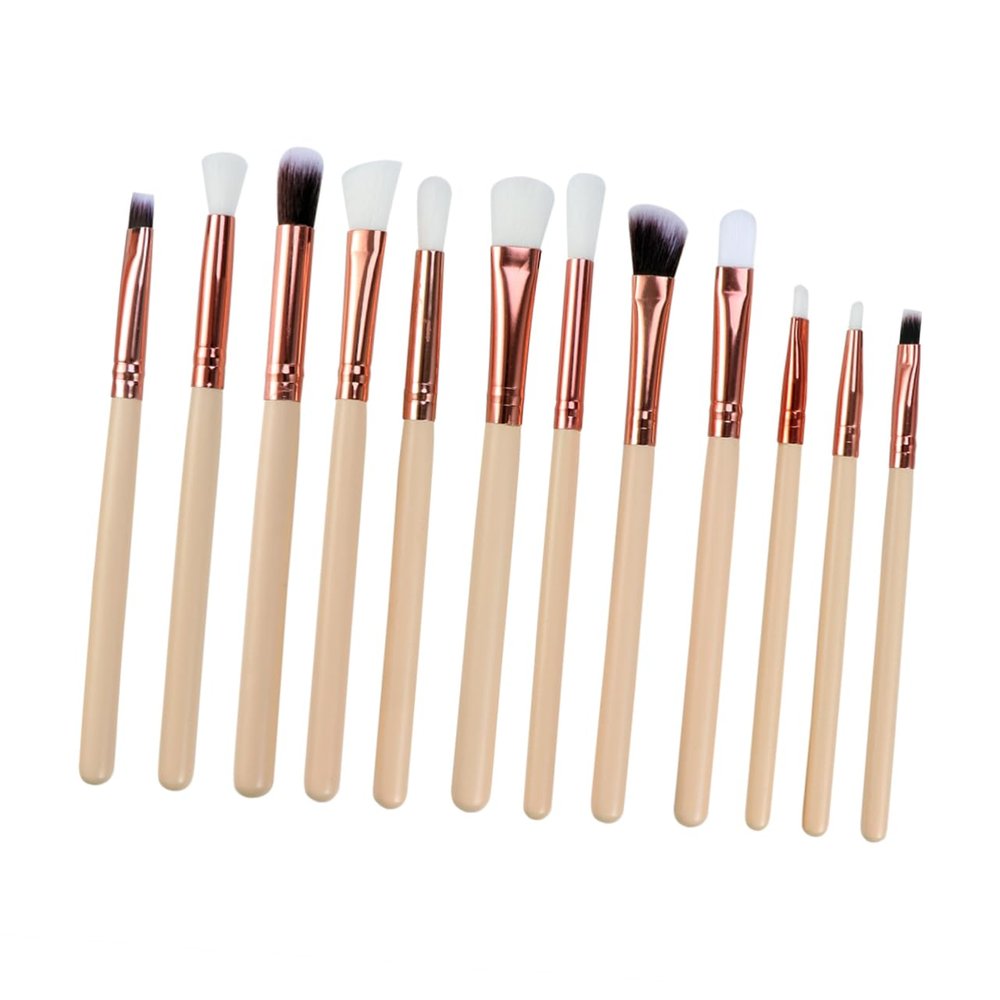 MERRYHAPY 12pcs Professional Eye Makeup Brush Set for Powder Foundation Eyeshadow Eyeliner and Lip Application Synthetic Hair Brushes for Daily and Skin