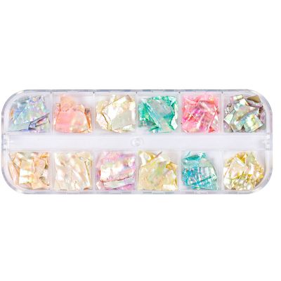 12 Colors Art Decorations Flakes 3D Gel Art Abalone Slices Colorful For Shell Art F