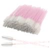 100 PCS Crystal Eyelash Mascara Wands Disposable Lash Brushes for Extensions Spoolie Brush Applicators Makeup Tool Kits (Pink handle White) view 1