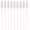 100 PCS Crystal Eyelash Mascara Wands Disposable Lash Brushes for Extensions Spoolie Brush Applicators Makeup Tool Kits (Pink handle White) view 3