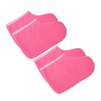 BIUDECO 2pairs Reusable Paraffin Wax Foot Fabric Liners for Therapy Warming Treatment Easy Care Booties Tools Washable