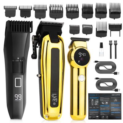 Beatslm Hair Clippers and Trimmers Set, Beard Trimmer for Men, 20 Length Adjustable Blade Wheel, T-Blade Hair Trimmer Kit Professional, LED Display Hair Cutting Kit for Family