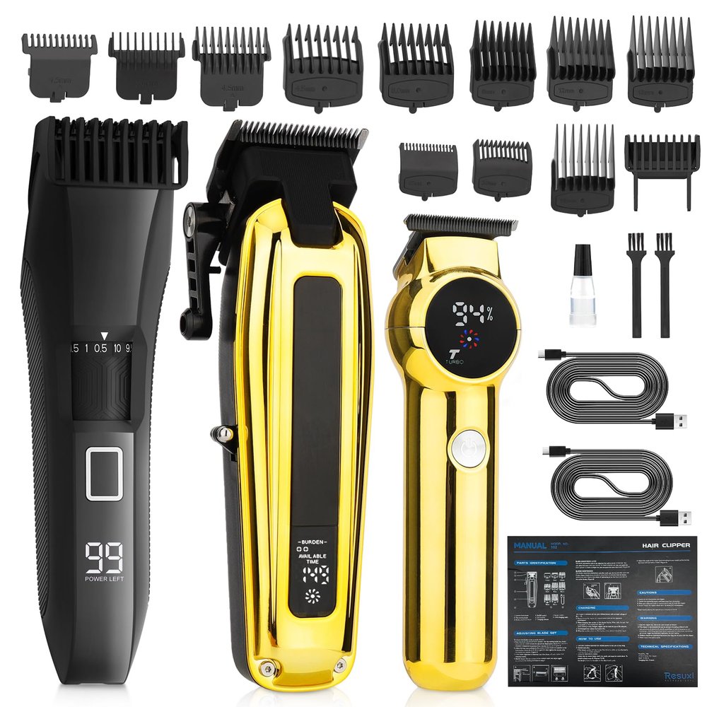 Beatslm Hair Clippers and Trimmers Set, Beard Trimmer for Men, 20 Length Adjustable Blade Wheel, T-Blade Hair Trimmer Kit Professional, LED Display Hair Cutting Kit for Family