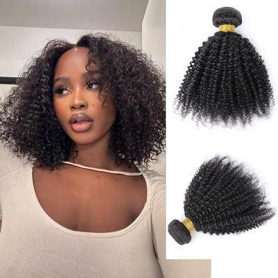 100% Unprocessed Afro Curly Human Hair Bundles 10A Brazilian Virgin Human Hair 1 Bundle 10 Inch Curly Weave Hair Extensions Natural Black Color for Women