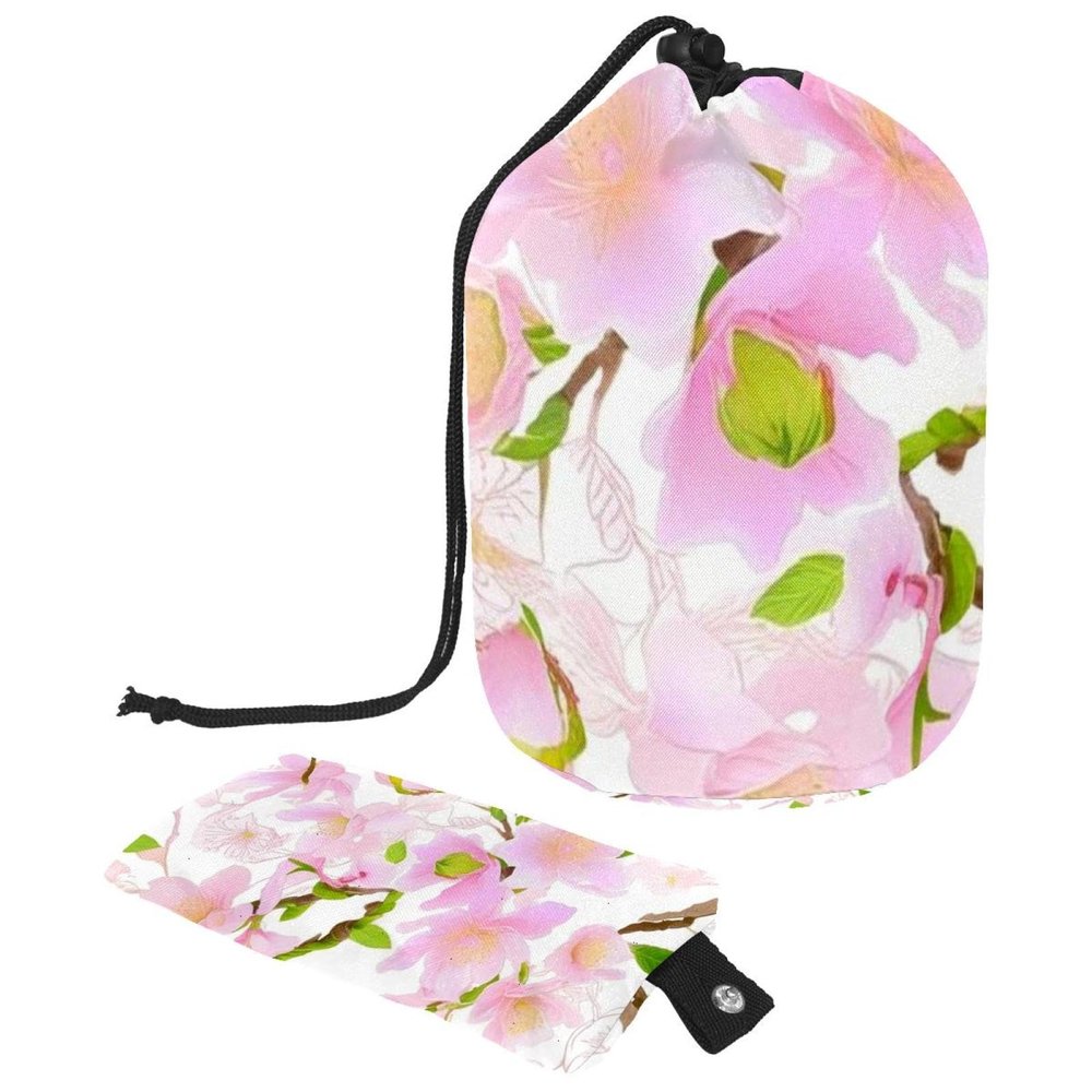 2PCS Cherry Blossom Aesthetics-786 Travel Cosmetic Bag Makeup Organizer: Stylish Bathroom Cases with Drawstring, Cylindrical & Small Toiletry Bag