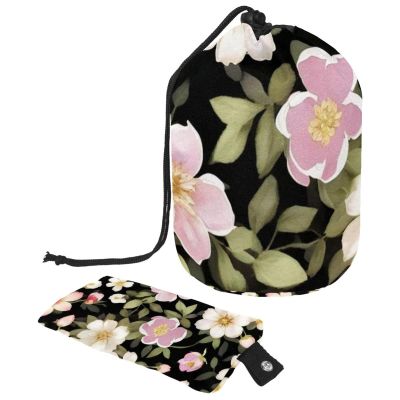 2PCS Pink Cherry Blossoms-843 Travel Cosmetic Bag Makeup Organizer, Drawstring Bathroom Cases - Cylindrical & Small Toiletry Bag