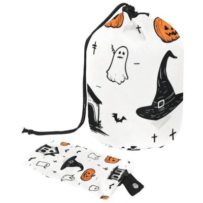 2PCS Cartoon Halloween-404 Travel Cosmetic Bag: Your Ultimate Makeup Organizer & Bathroom Cases - With Drawstring, Cylindrical & Small Toiletry Bag