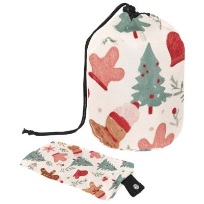 2PCS Christmas Elements-2 Travel Cosmetic Bag Makeup Organizer: Stylish Bathroom Cases with Drawstring, Cylindrical & Small Toiletry Bag
