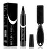 Beard Pencil Filler for Men, Waterproof High Coverage Beard Pen Kit with Beard Brush,Sweatproof Long Lasting Mustache Eyebrows Repair Pen with 4 Micro-Fork TipsBlack view 1