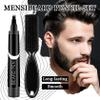 Beard Pencil Filler for Men, Waterproof High Coverage Beard Pen Kit with Beard Brush,Sweatproof Long Lasting Mustache Eyebrows Repair Pen with 4 Micro-Fork TipsBlack view 2