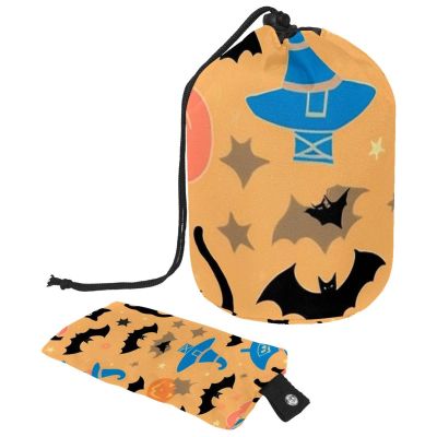 2PCS Cartoon Halloween Pumpkin-335 Travel Cosmetic Bag Makeup Organizer, Drawstring Bathroom Cases - Cylindrical & Small Toiletry Bag