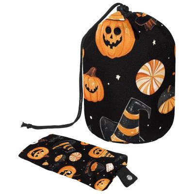 2PCS Halloween Elements-476 Travel Cosmetic Bag: Your Ultimate Makeup Organizer & Bathroom Cases - With Drawstring, Cylindrical & Small Toiletry Bag