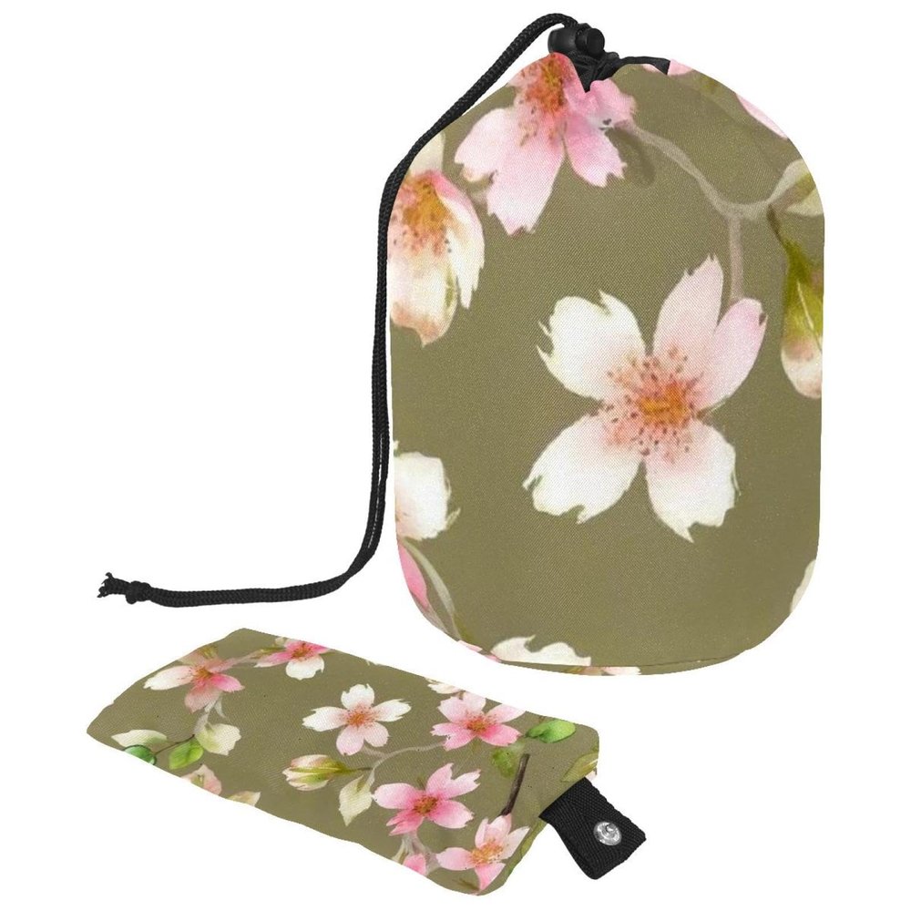 2PCS Cherry Blossom Aesthetics-771 Travel Cosmetic Bag Makeup Organizer, Drawstring Bathroom Cases - Cylindrical & Small Toiletry Bag