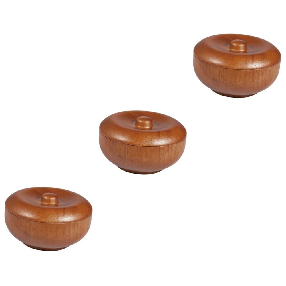Healeved 3pcs Wooden Shaving Bowl Lid for Men Practical Shaving Soap Bowl for Barbershop Home Use Compact Design for Easy Storage and Lathering