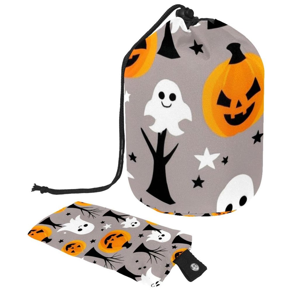 2PCS Halloween Pumpkin-241 Travel Cosmetic Bag Makeup Organizer Bag Bathroom Cases Toiletry Bag with Drawstring (Cylindrical bag and small bag)