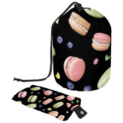 2PCS Colorful Dessert Art-681 Travel Cosmetic Bag Makeup Organizer Bag Bathroom Cases Toiletry Bag with Drawstring (Cylindrical bag and small bag)
