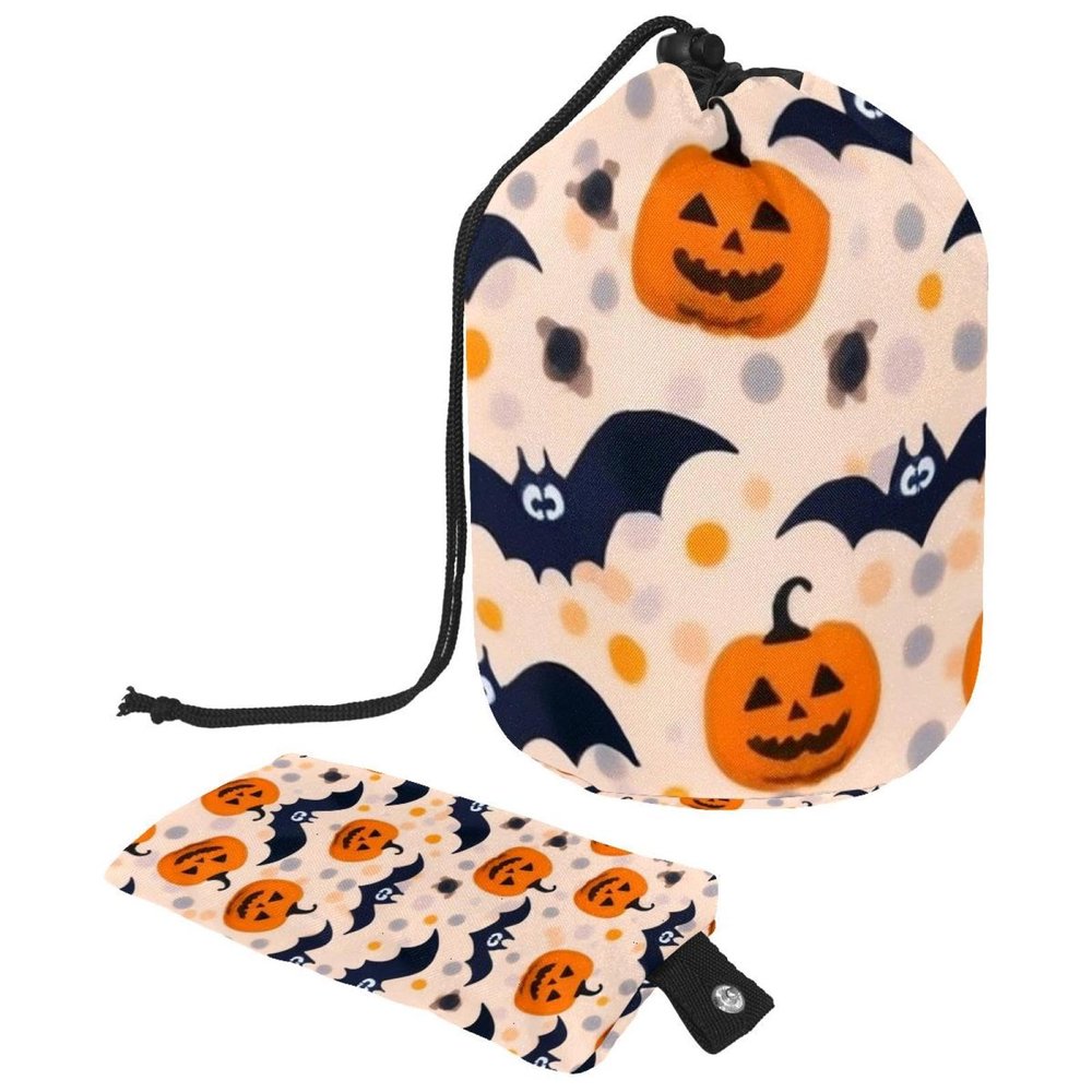 2PCS Halloween Pumpkin-232 Travel Cosmetic Bag: Your Ultimate Makeup Organizer & Bathroom Cases - With Drawstring, Cylindrical & Small Toiletry Bag
