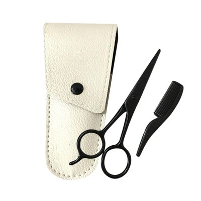 WOONEKY Stainless Steel Beard Scissors Set Grooming Kit Scissors Trimmer Small Comb Ideal for Men Barbershop Salons
