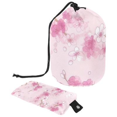 2PCS Cherry Blossom Aesthetics-835 Travel Cosmetic Bag Makeup Organizer, Drawstring Bathroom Cases - Cylindrical & Small Toiletry Bag