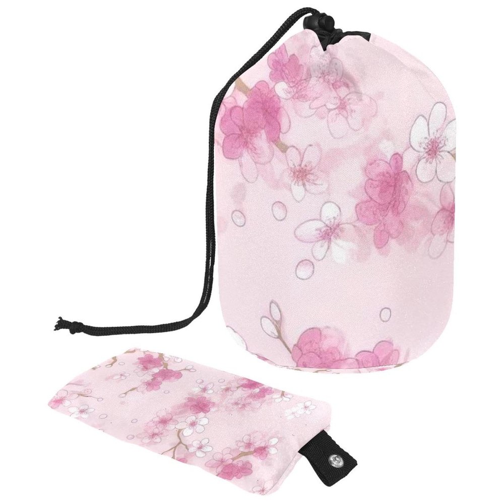 2PCS Cherry Blossom Aesthetics-835 Travel Cosmetic Bag Makeup Organizer, Drawstring Bathroom Cases - Cylindrical & Small Toiletry Bag
