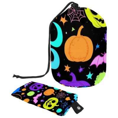 2PCS Cartoon Halloween Pumpkin-316 Travel Cosmetic Bag: Your Ultimate Makeup Organizer & Bathroom Cases - With Drawstring, Cylindrical & Small Toiletry Bag
