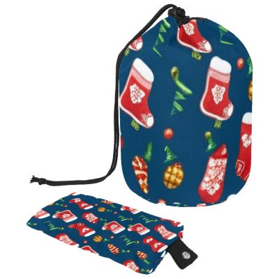 2PCS Cartoon Christmas-174 Travel Cosmetic Bag Makeup Organizer: Stylish Bathroom Cases with Drawstring, Cylindrical & Small Toiletry Bag