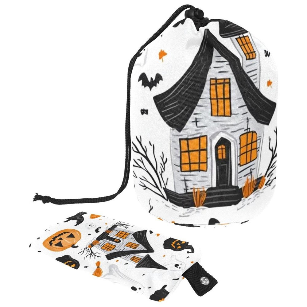 2PCS Cartoon Halloween-405 Travel Cosmetic Bag Makeup Organizer Bag Bathroom Cases Toiletry Bag with Drawstring (Cylindrical bag and small bag)