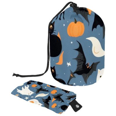 2PCS Cartoon Halloween Pumpkin-302 Travel Cosmetic Bag Makeup Organizer: Stylish Bathroom Cases with Drawstring, Cylindrical & Small Toiletry Bag