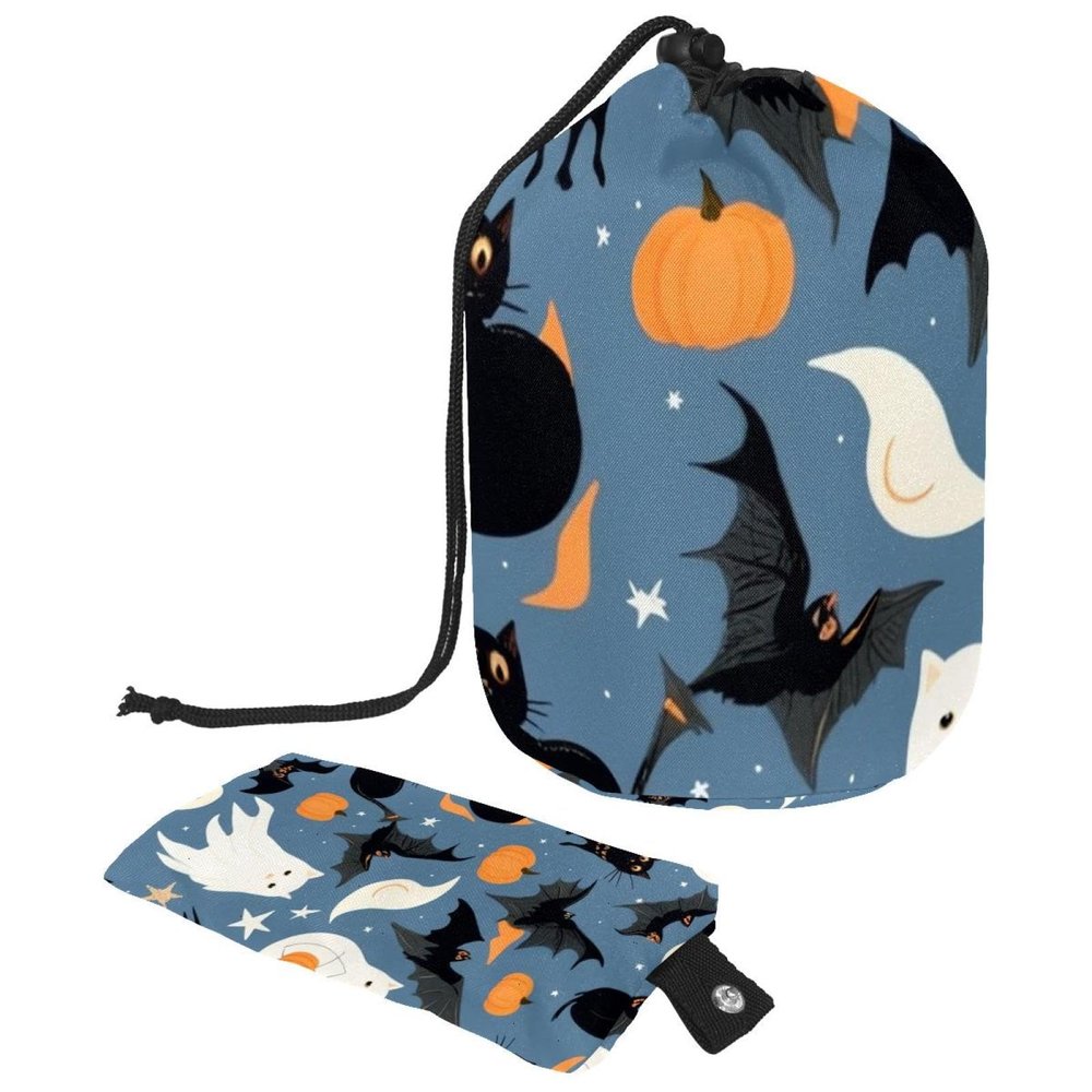 2PCS Cartoon Halloween Pumpkin-302 Travel Cosmetic Bag Makeup Organizer: Stylish Bathroom Cases with Drawstring, Cylindrical & Small Toiletry Bag