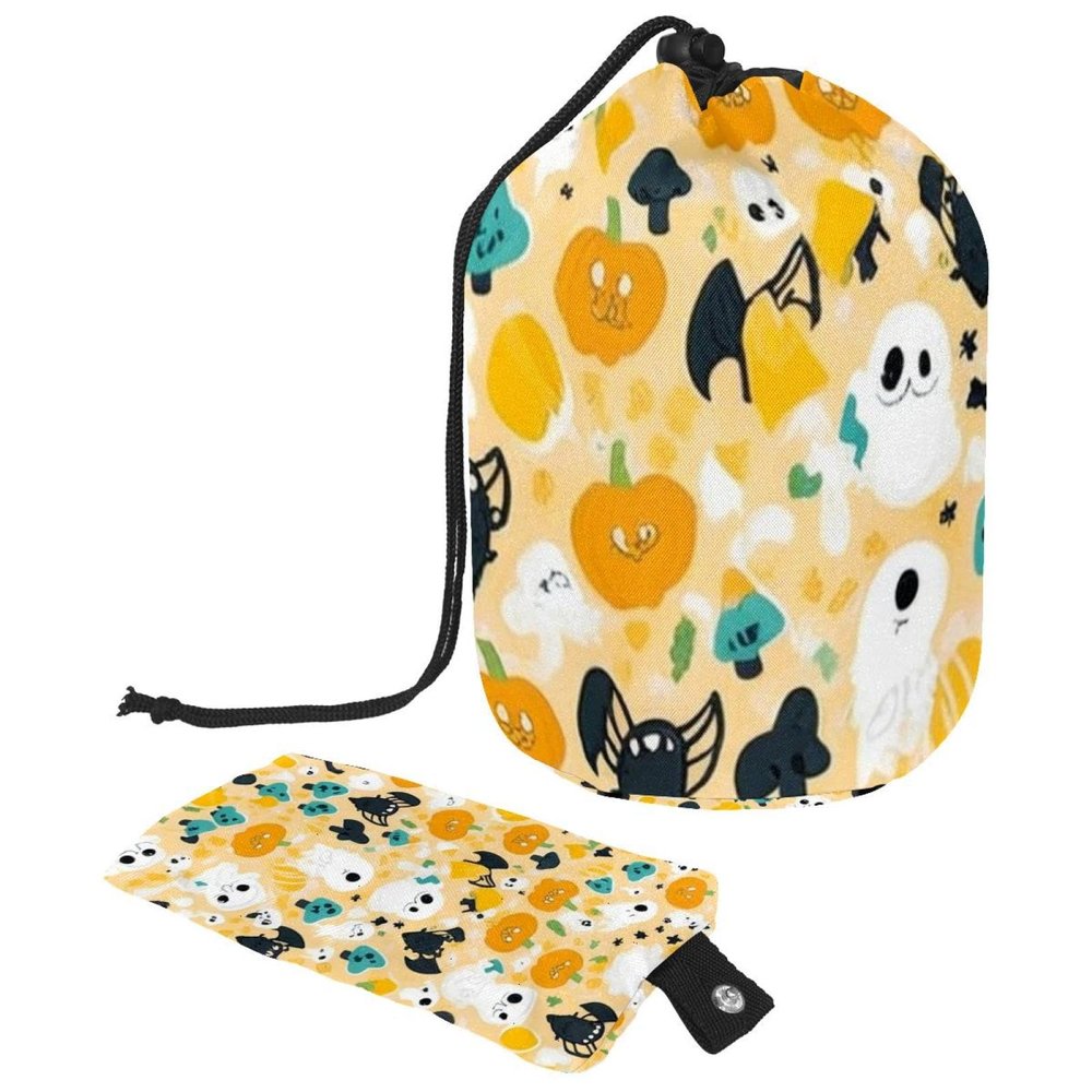 2PCS Cartoon Halloween-375 Travel Cosmetic Bag Makeup Organizer, Drawstring Bathroom Cases - Cylindrical & Small Toiletry Bag