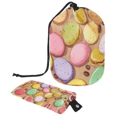 2PCS Colorful Art Desserts-562 Travel Cosmetic Bag Makeup Organizer: Stylish Bathroom Cases with Drawstring, Cylindrical & Small Toiletry Bag
