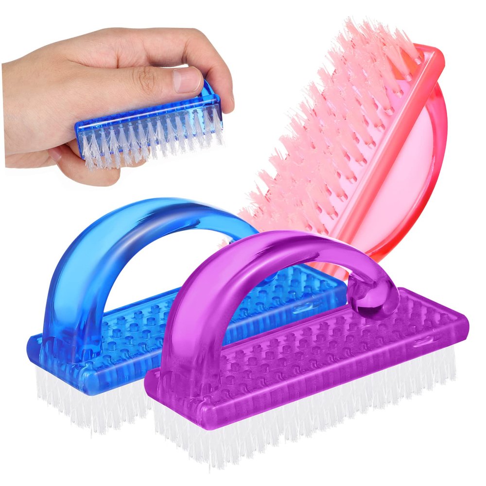 SOESFOUFU 6pcs Handle Grip Nail Fingernail Brush Cleaner for Manicure Portable Nail Dust Brush
