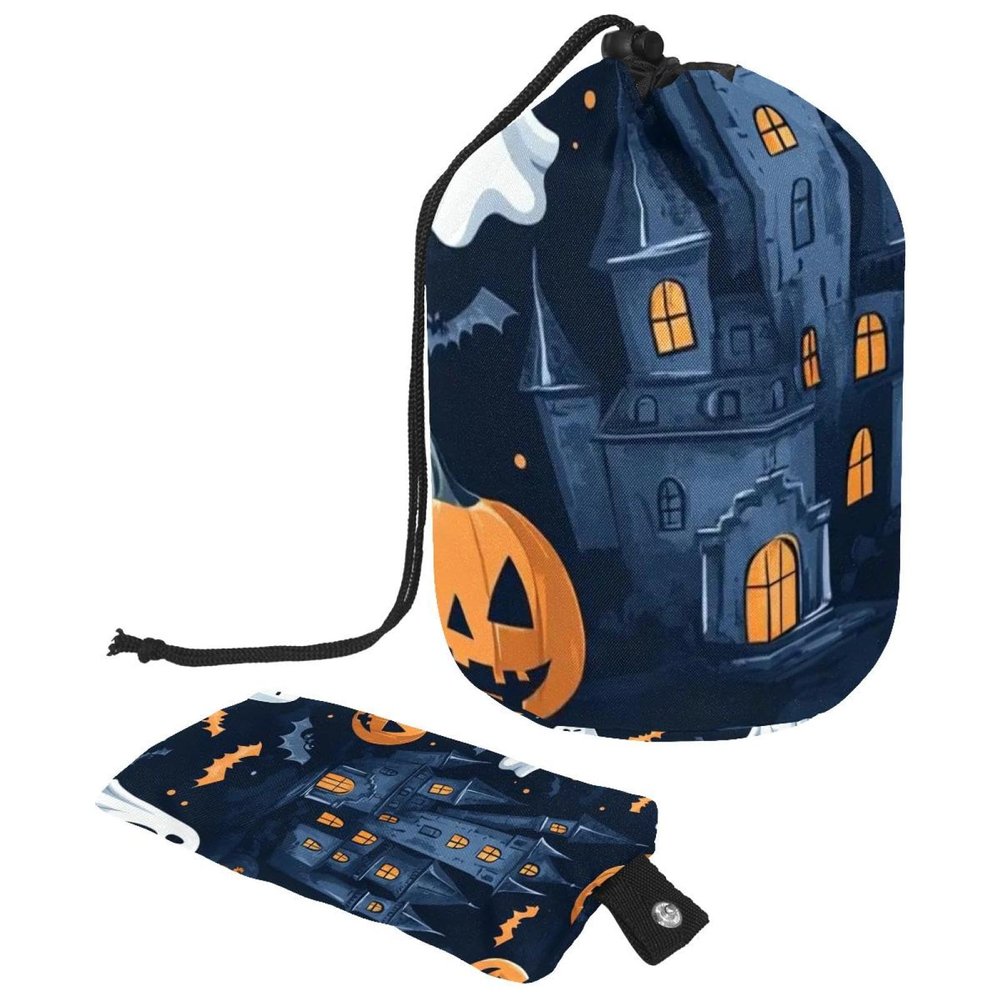 2PCS Cartoon Halloween-410 Travel Cosmetic Bag Makeup Organizer: Stylish Bathroom Cases with Drawstring, Cylindrical & Small Toiletry Bag