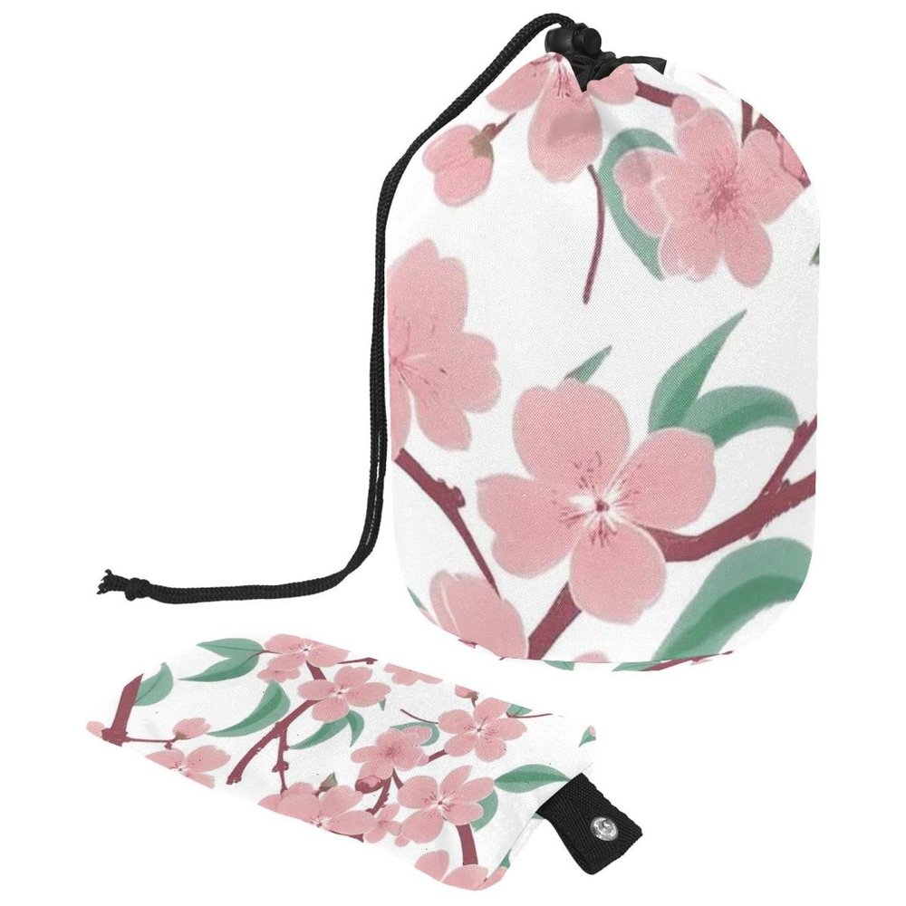 2PCS Cherry Blossom Aesthetics-809 Travel Cosmetic Bag Makeup Organizer Bag Bathroom Cases Toiletry Bag with Drawstring (Cylindrical bag and small bag)