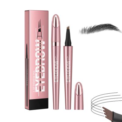 2Pcs Magic Eyebrow Pencil, 4-Tipped 3D Waterproof Microblading Eyebrow Pencil Contouring Pen, Waterproof Microblading Eyebrow Pen, Long-Lasting Fine Stroke Microblading Eyebrow Pen (Black)