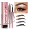 2Pcs Magic Eyebrow Pencil, 4-Tipped 3D Waterproof Microblading Eyebrow Pencil Contouring Pen, Waterproof Microblading Eyebrow Pen, Long-Lasting Fine Stroke Microblading Eyebrow Pen (Black) view 2