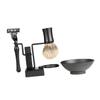 SOESFOUFU 2pcs Shaving Stand Set Soap Bowl and Brush Holder Metal Razor Rack for Men Grooming Space-saving Design Black for Bathroom Countertops view 1