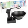 SOESFOUFU 2pcs Shaving Stand Set Soap Bowl and Brush Holder Metal Razor Rack for Men Grooming Space-saving Design Black for Bathroom Countertops view 2