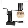 SOESFOUFU 2pcs Shaving Stand Set Soap Bowl and Brush Holder Metal Razor Rack for Men Grooming Space-saving Design Black for Bathroom Countertops view 3
