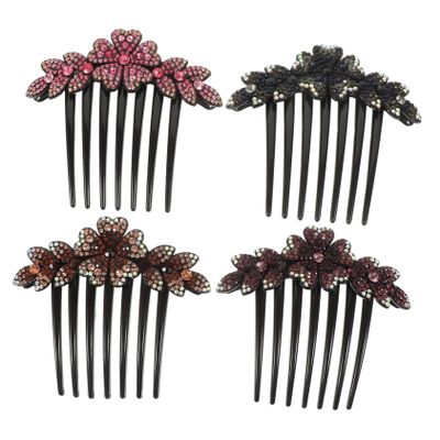 ASAKKURA 4pcs Rhinestone Hair Combs for Women Elegant Side Barrettes Flower Design Wedding Hair Accessories for Brides and Bridesmaids Glamorous Updo Clips Gradient Colors